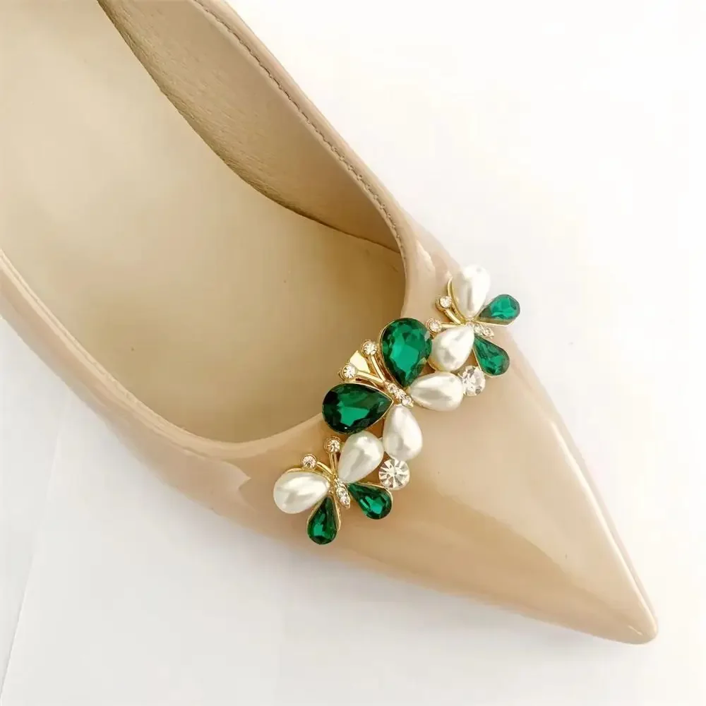 Clips de zapatos de perlas brillantes, hebilla de cristal extraíble, diamantes de imitación, decoración de zapatos de novia para mujer y mujer - imagen 4