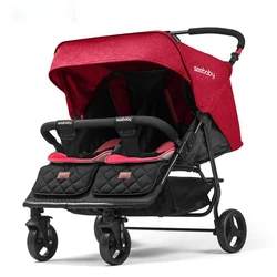 Cochecito de bebé doble con suspensión y capazo reclinable