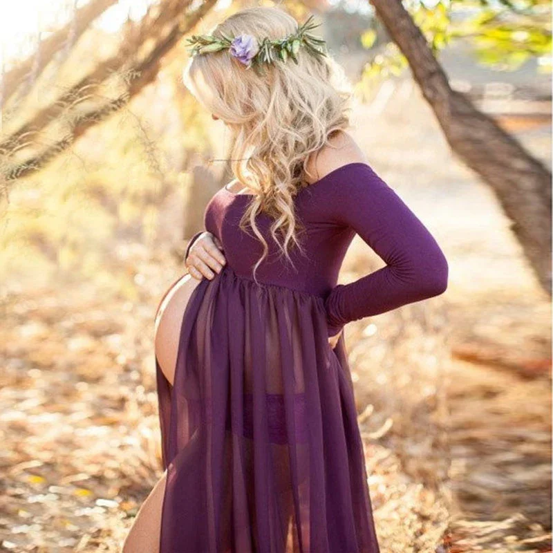 Vestido largo premamá sin tirantes para fotos de embarazo verano
