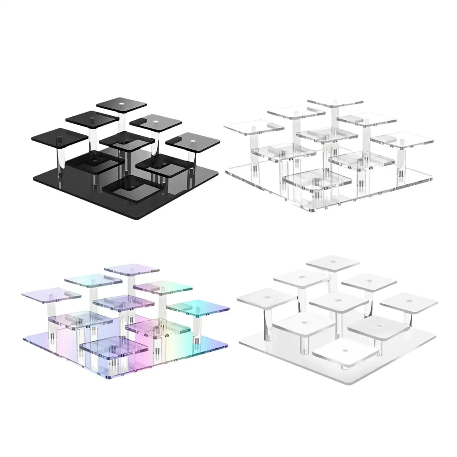 Acrylic Display Stand Figures Perfume Organizer Storage Rack 9 Tier Display Riser Cupcake Stand for Figures Toys Collectibles