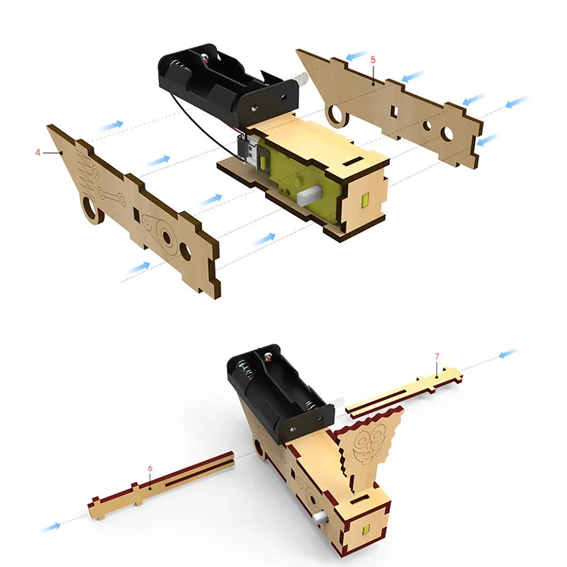 Vehículo de escalada eléctrico de madera y madera para niños, juego de equipo Experimental de ciencia, palanca Fulcrum DIY - imagen 2