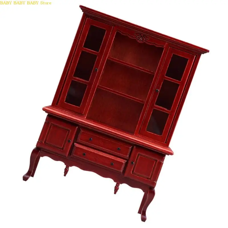 Q81A modelo gabinete madera en miniatura para casas muñecas, accesorios DIY, proyecto artesanal, dormitorio, sala - imagen 5