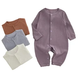 Mono de bebé de primavera y verano para niños y niñas, ropa de algodón para recién nacidos, pelele infantil de Color sólido, monos de una pieza para niños de 0 a 24M
