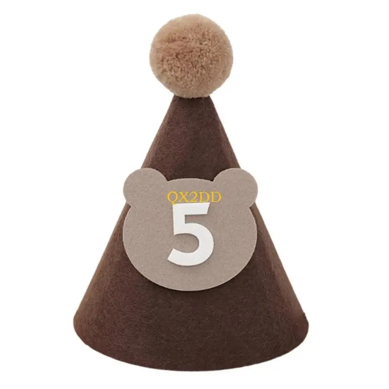 QX2D Coffee Bear Baby Baby Birthday Fiesta ducha suave Tabón pico Tamaño ajustable con número dígitos Propiedad - imagen 5