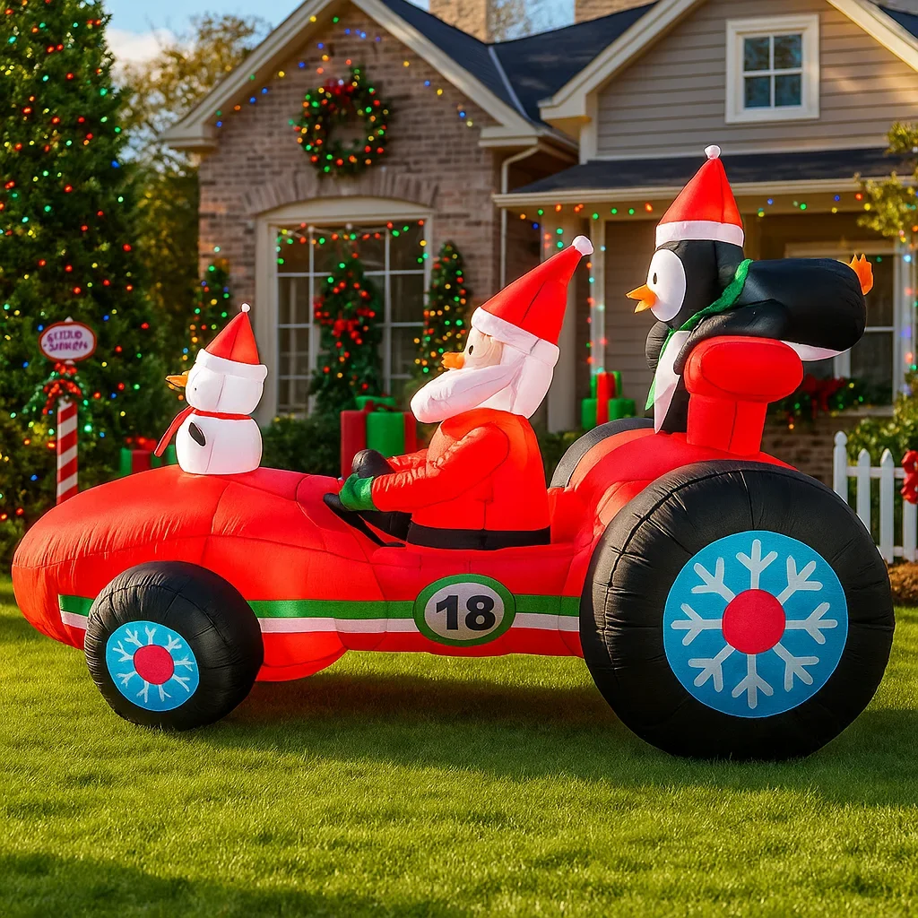 7,8 pies decoraciones inflables para vacaciones al aire libre Santa Claus pingüino muñeco de nieve decoración de patio de Navidad luces de adorno de Navidad juguete para el hogar - imagen 3