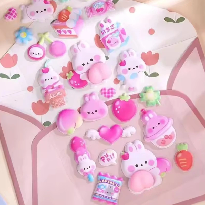 1 hoja de pegatinas en relieve 3D creativas, bonitos dibujos de conejo, oso, gato, patrones, funda de teléfono, Material decorativo de ordenador, parche en relieve ZYF - imagen 4