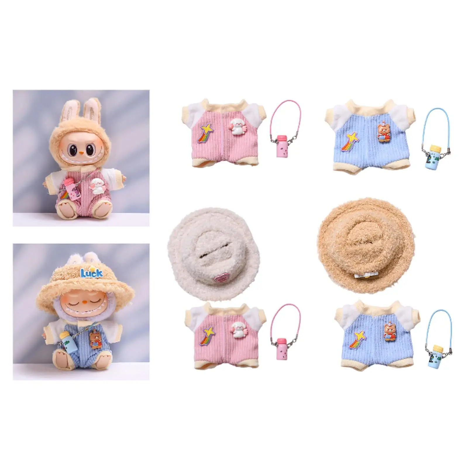 Plush Doll Clothes for 15 17cm Doll Soft with Kettle Costumes DIY Plush Doll Accessories Photo Props Fashion Keychain Clothes