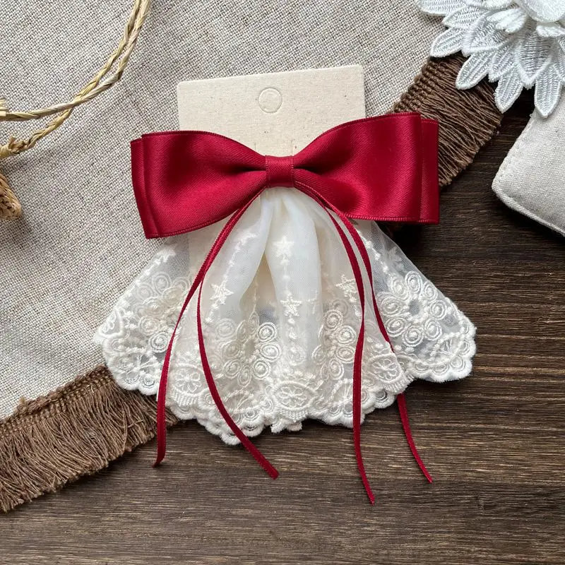 Horquilla lazo encaje para niña – Estilo princesa moderno - imagen 4
