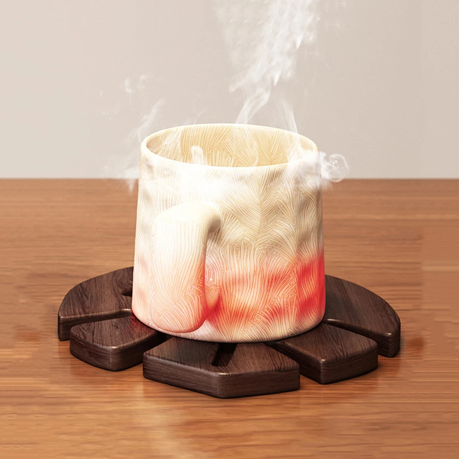 Tapete aislante de madera en forma de árbol para el hogar, decoración de mesa de comedor, tapete de cuenco grueso antiescaldado, mantel decorativo - imagen 3