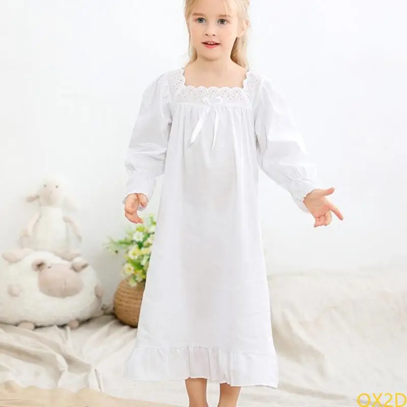 Camisón de noche de algodón transpirable estilo princesa para niña - imagen 2