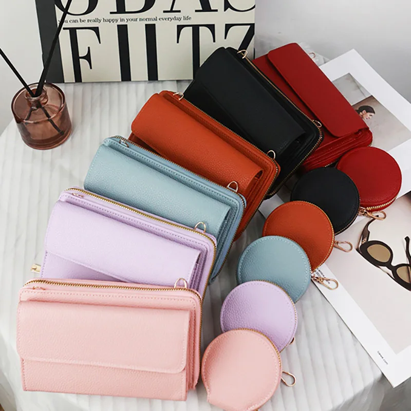 Bolso de hombro tipo bandolera a la moda para mujer, correa ancha para el hombro, bolsos multifuncionales para teléfono móvil, cuero Pu con bolso redondo pequeño - imagen 2