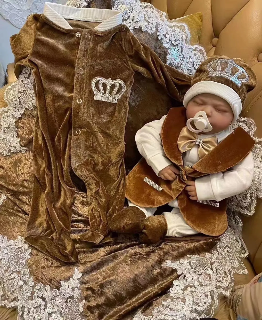 Trajes de terciopelo para bebé recién nacido, chaqueta, chaleco, ropa de algodón para niños, traje de cuerpo, camisa, pantalones, mitones, manta receptora