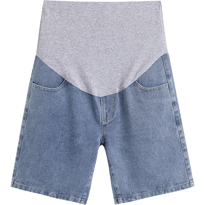 Pantalones cortos de mezclilla para mujeres embarazadas, cinturón ajustable, pantalones sueltos de verano para el vientre, pantalones vaqueros de cintura alta, pantalones casuales de maternidad - imagen 2
