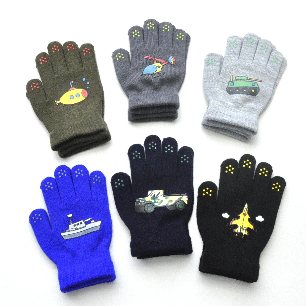 Cool Cars-guantes cálidos tejidos para niños, para bebés de 5 a 12 años, manoplas con dedos completos para invierno, guantes para ciclismo y esquí al aire libre - imagen 4