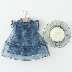 Boutique Vestido princesa sin mangas de malla con sombrero para bebé