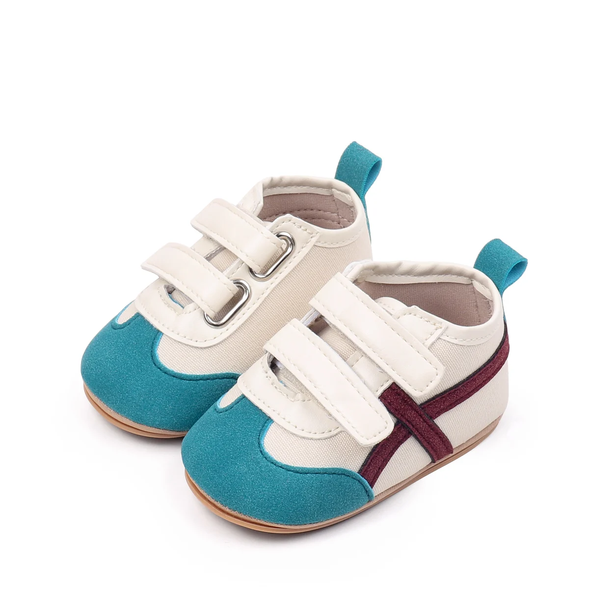 VISgogo Zapatillas de deporte para bebés y niñas, zapatos para caminar para niños pequeños con contraste de color a la moda, zapatos deportivos de cuero - imagen 2