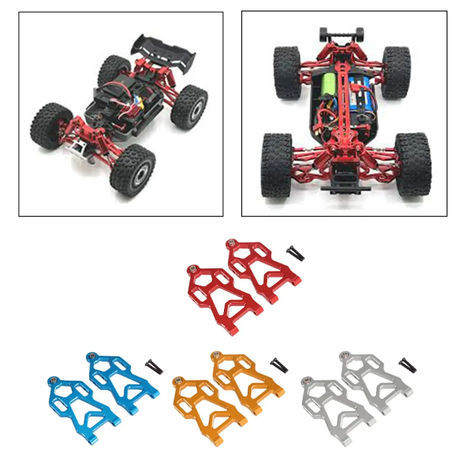 Front Lower Arms Aluminum Alloy Suspensions Arms Replacement 1/16 RC Accessories Strong Sturdy for Suchiyu 16102 16104 16101