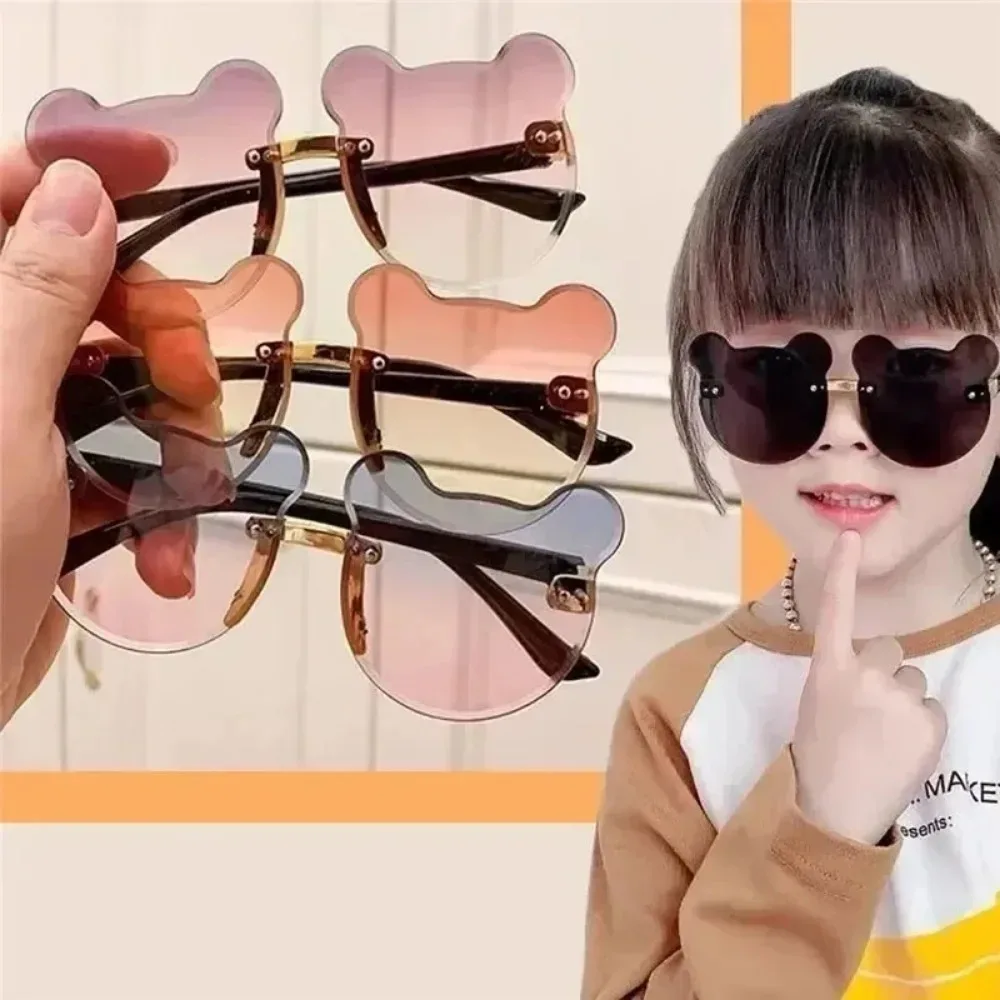 Gafas de sol para niños, gafas de sol con bonito oso de dibujos animados para niño y niña, gafas de sol sin montura UV400 para viajes al aire libre, gafas de sol para esquiar - imagen 2