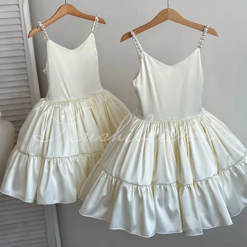 Vestidos de princesa para niña de flores para boda, fiesta de cumpleaños, vestido de baile con cuello en V, desfile de damas de honor junior, vestido de baile formal para niños - imagen 3