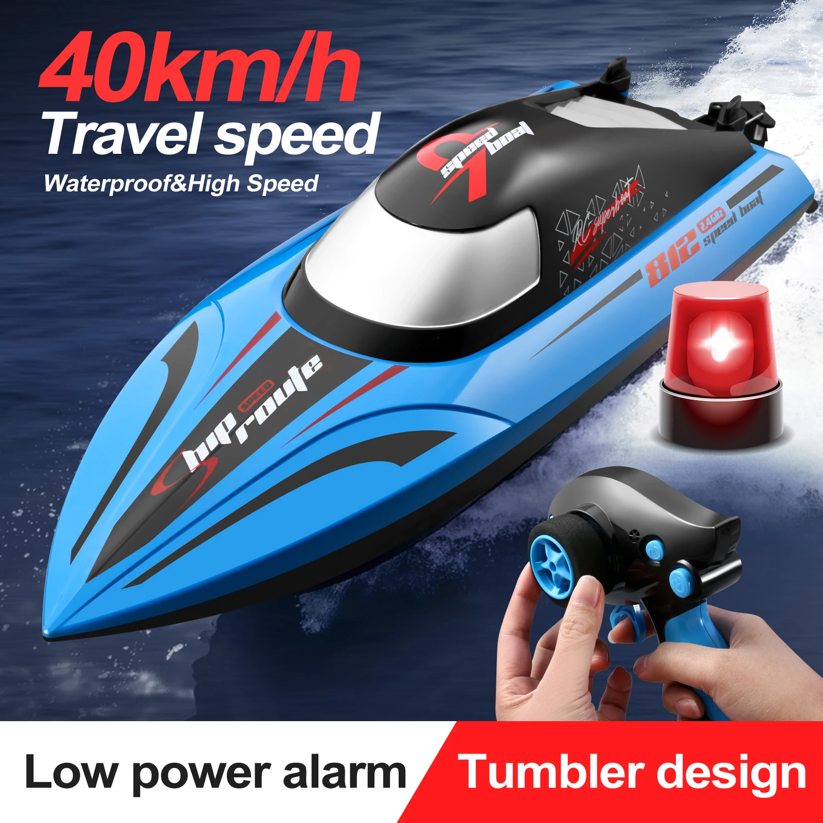 Barco de Control remoto grande para niños, lancha rápida de alta velocidad, 48Cm, 40 Km/h, 2,4G, impermeable, eléctrico, juguetes acuáticos - imagen 2
