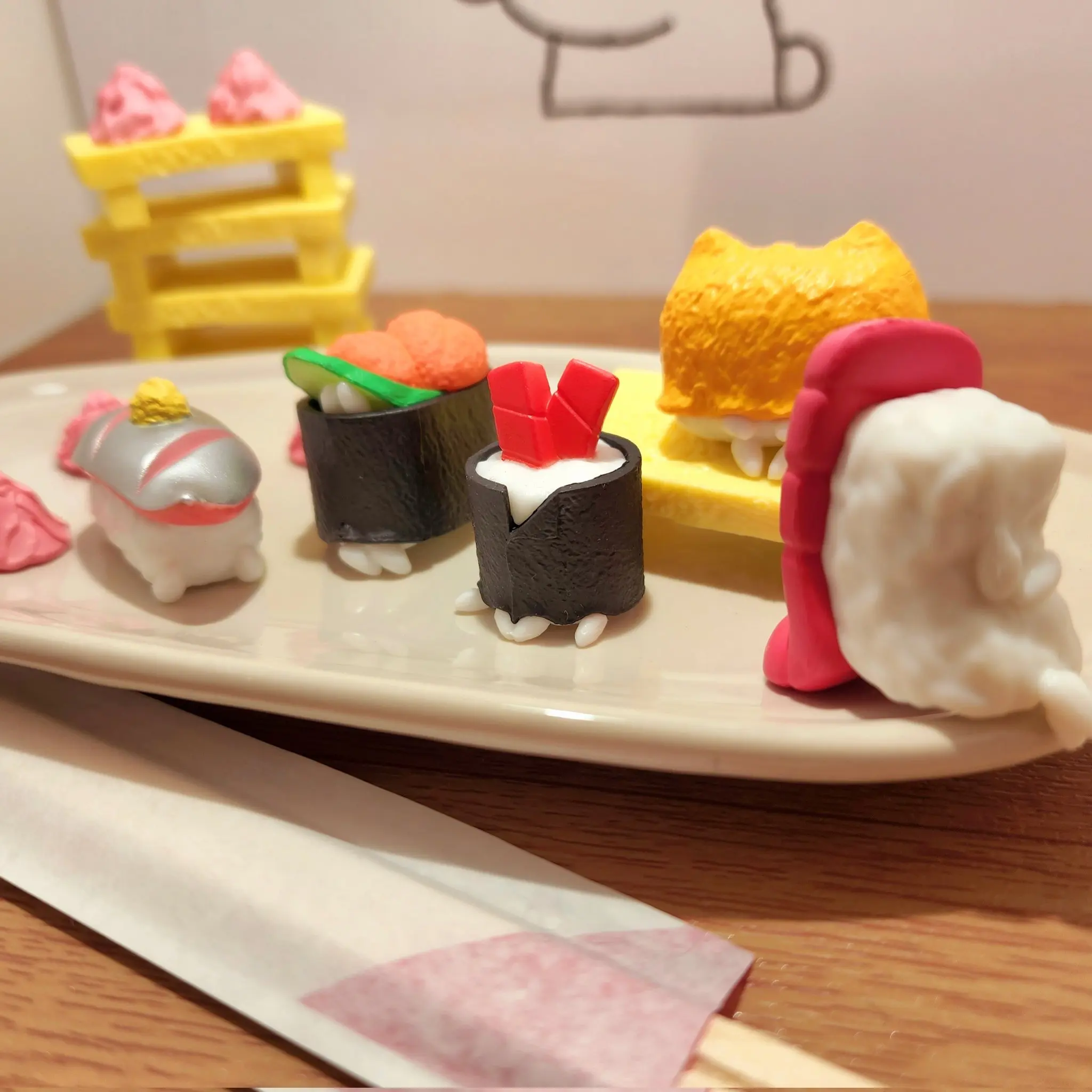 Cápsula de juguete kawaii Live Sushi 2 Tekkamaki Medium Toro, erizo de mar, figuras de Inari Gacha gashapon - imagen 4