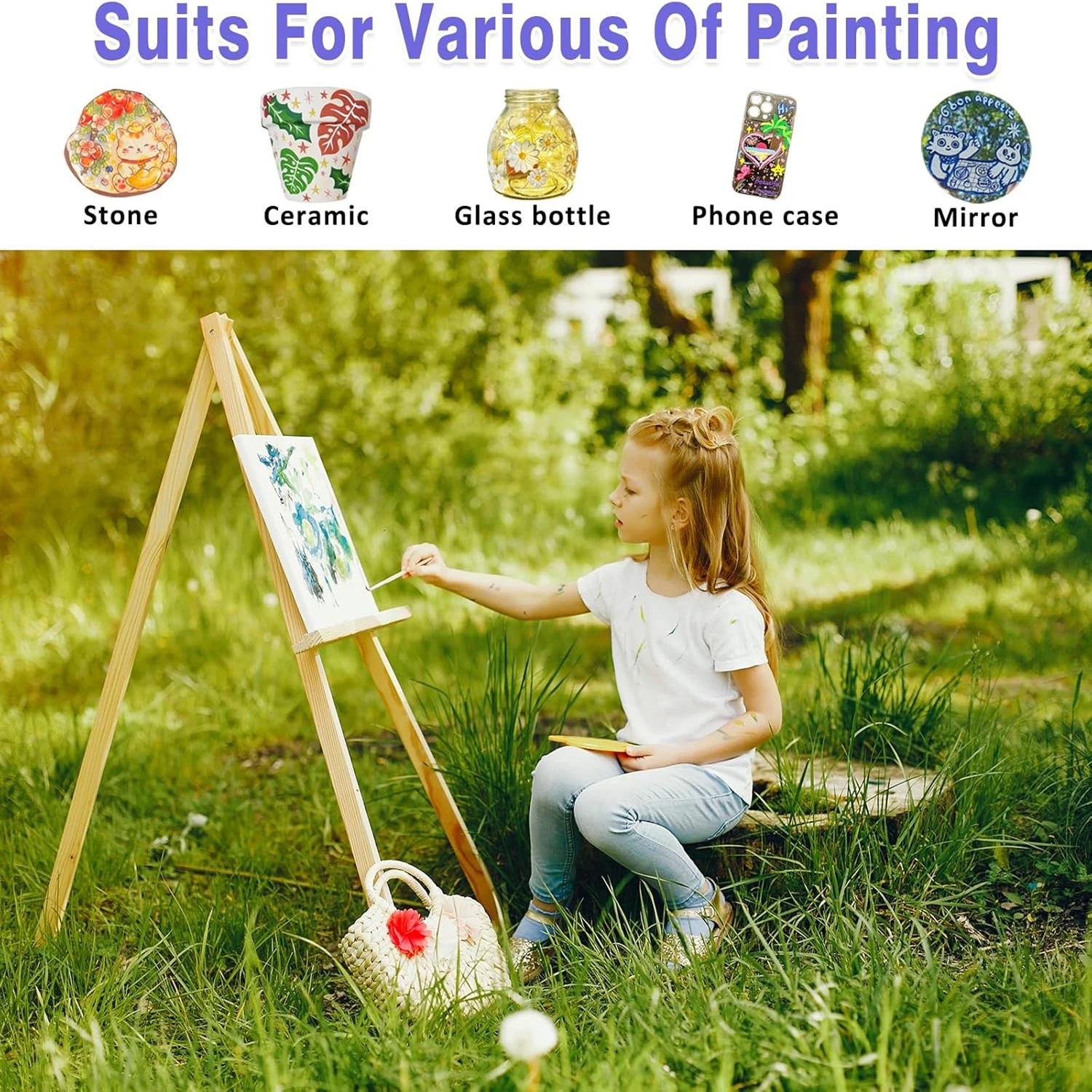 Juego de pintura para vidrio acrílico con 6 pinceles, 1 paleta, 12/24 colores, 12ml, pinturas para copas de vino, pintura acrílica impermeable - imagen 5