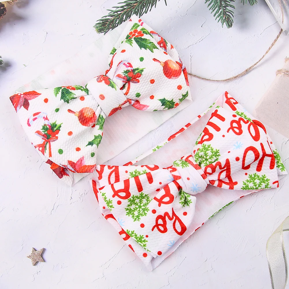 Diademas de bala de Navidad para bebé, calcetines de árbol de ciervo, diademas de copo de nieve, diademas de lazo elástico, diademas de fiesta de baile de Navidad, 2 uds./lote