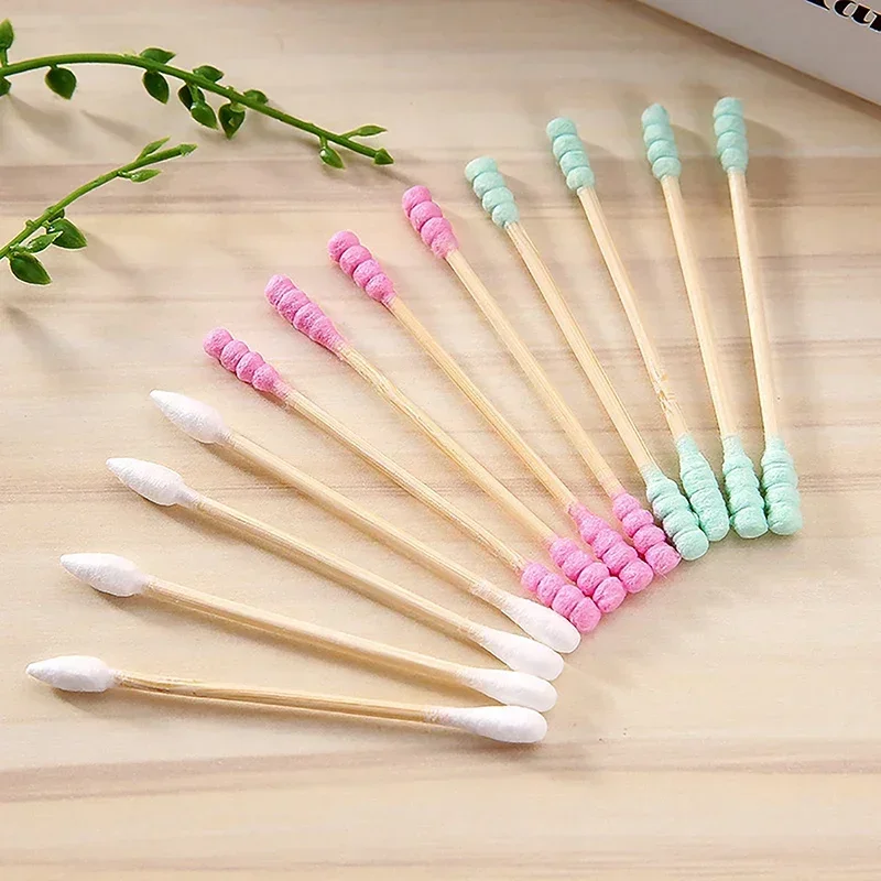 Bastoncillos de algodón para bebés con doble punta y varilla de madera - imagen 3