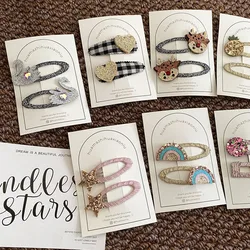 Pinzas para el cabello pequeñas y exquisitas de dibujos animados, flequillo brillante con purpurina para niños, horquilla con lentejuelas, sombreros de princesa para niñas, accesorios para niños