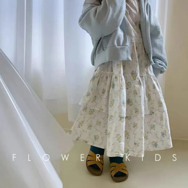 Vestido de encaje floral para niña con volantes y manga corta - imagen 2