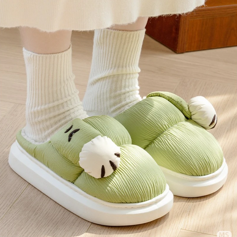 Zapatillas de algodón para interiores para hombre y mujer, zapatos mullidos con pata de gato de dibujos animados, antideslizantes, suaves, de felpa, para casa, invierno y otoño - imagen 4