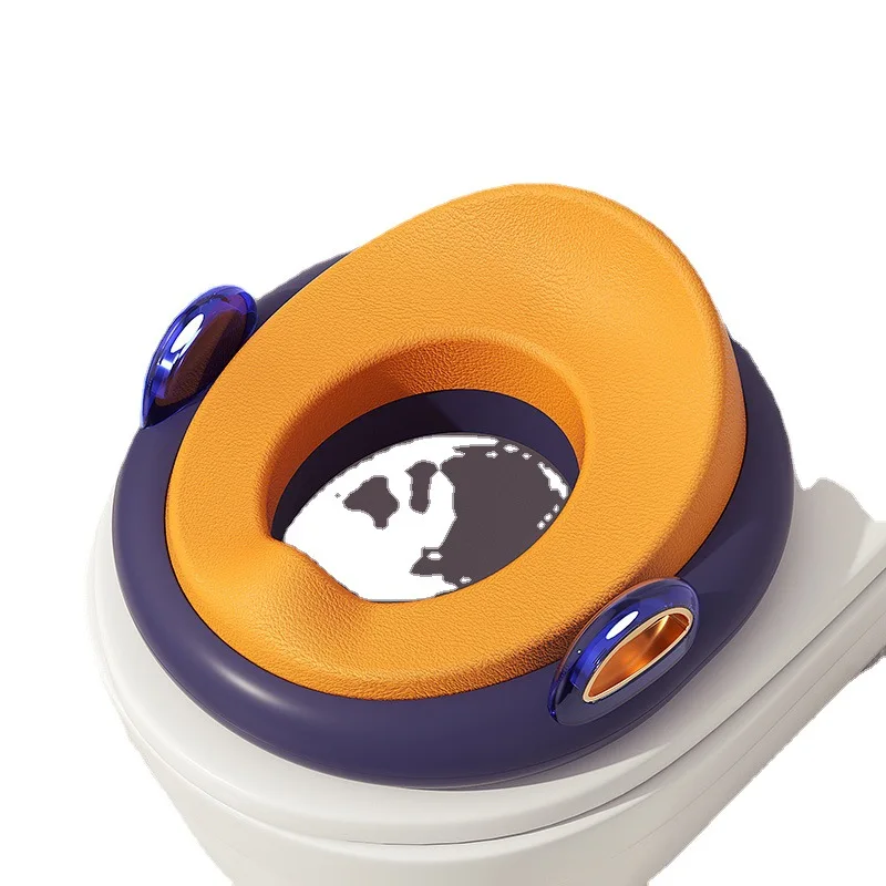 Asiento de inodoro de PU de cubierta completa, inodoro doble antideslizante para niños, diseño elevado a prueba de salpicaduras, asiento de orinal para niños con almacenamiento colgante - imagen 5