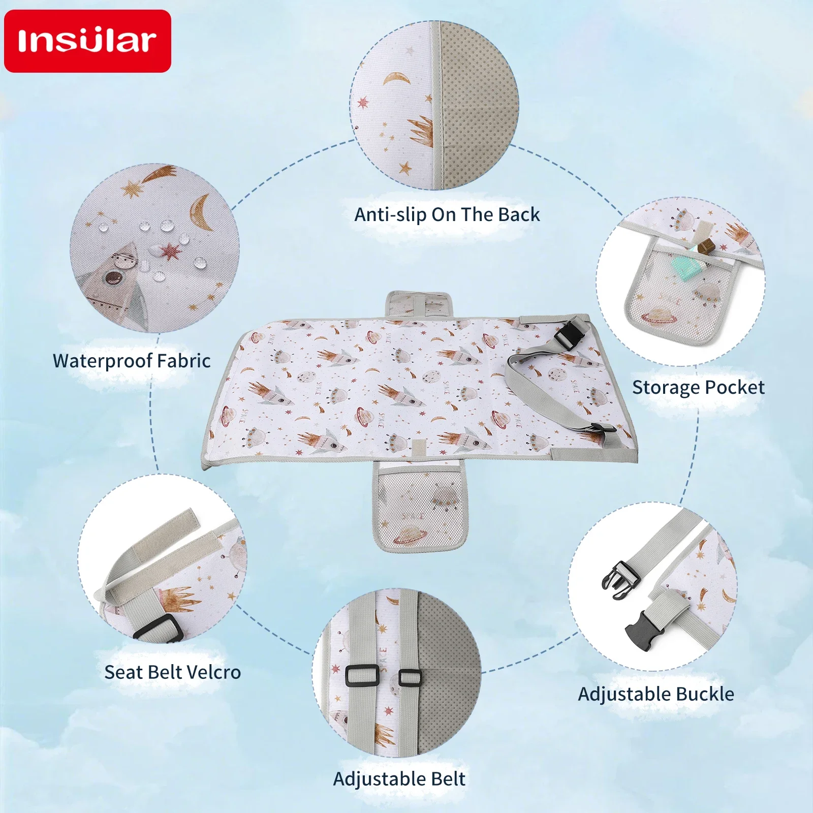 Extensión de asiento de avión para niños, almohadilla ajustable, fácil de limpiar, hamaca de viaje para niños, cama, extensor de asiento de avión impermeable, dibujos animados - imagen 2