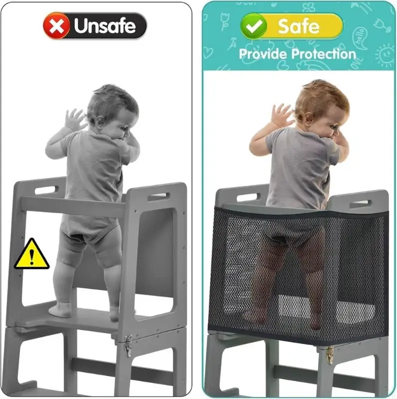 D7YD Red Seguridad torre para niños pequeños, recinto red malla densa para niños pequeños, ayudantes cocina, - imagen 3