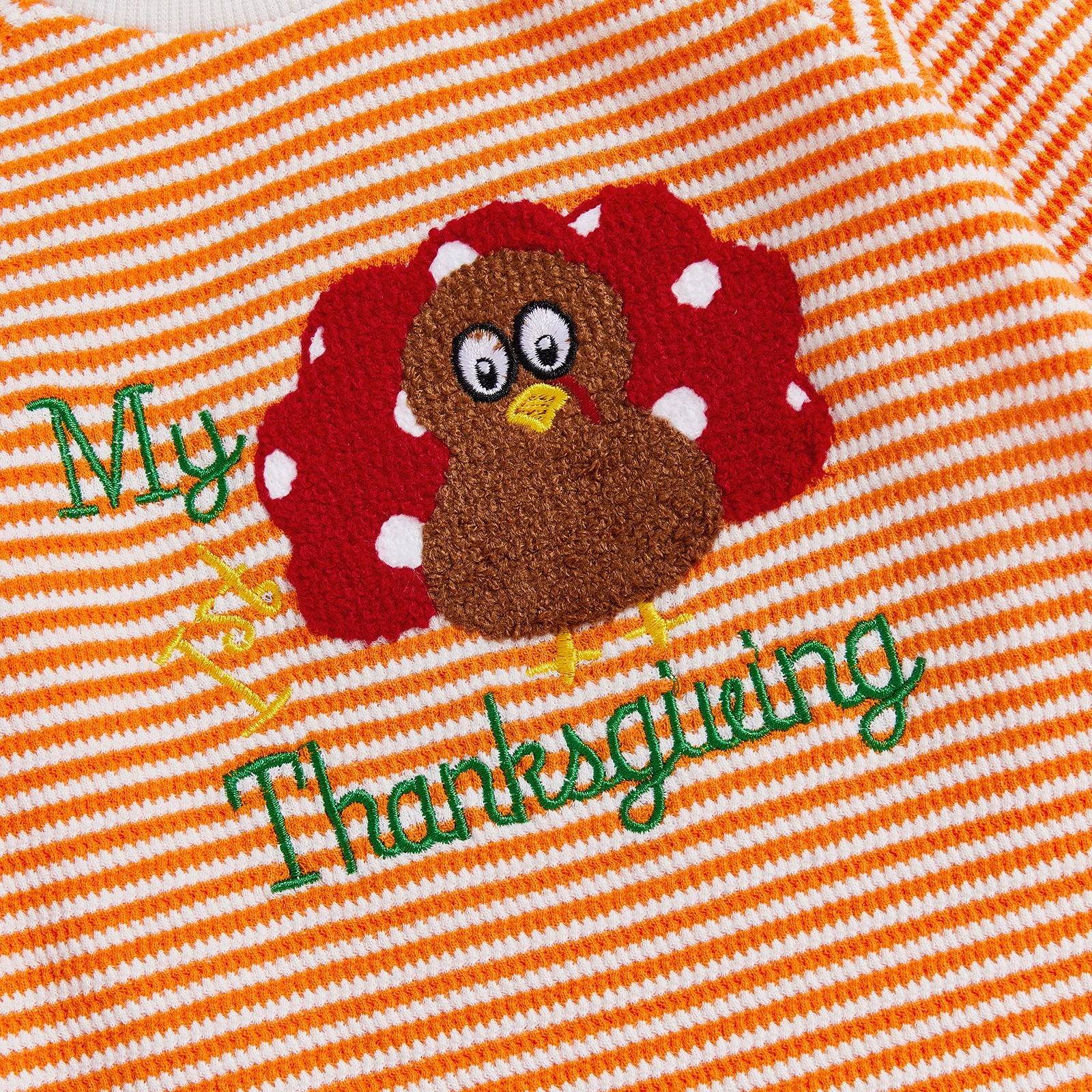 SUNSIOM Mameluco de Acción de Gracias para bebé, mono y sombrero de manga larga con estampado de rayas y bordado de pavo para niño pequeño, bonito atuendo - imagen 4