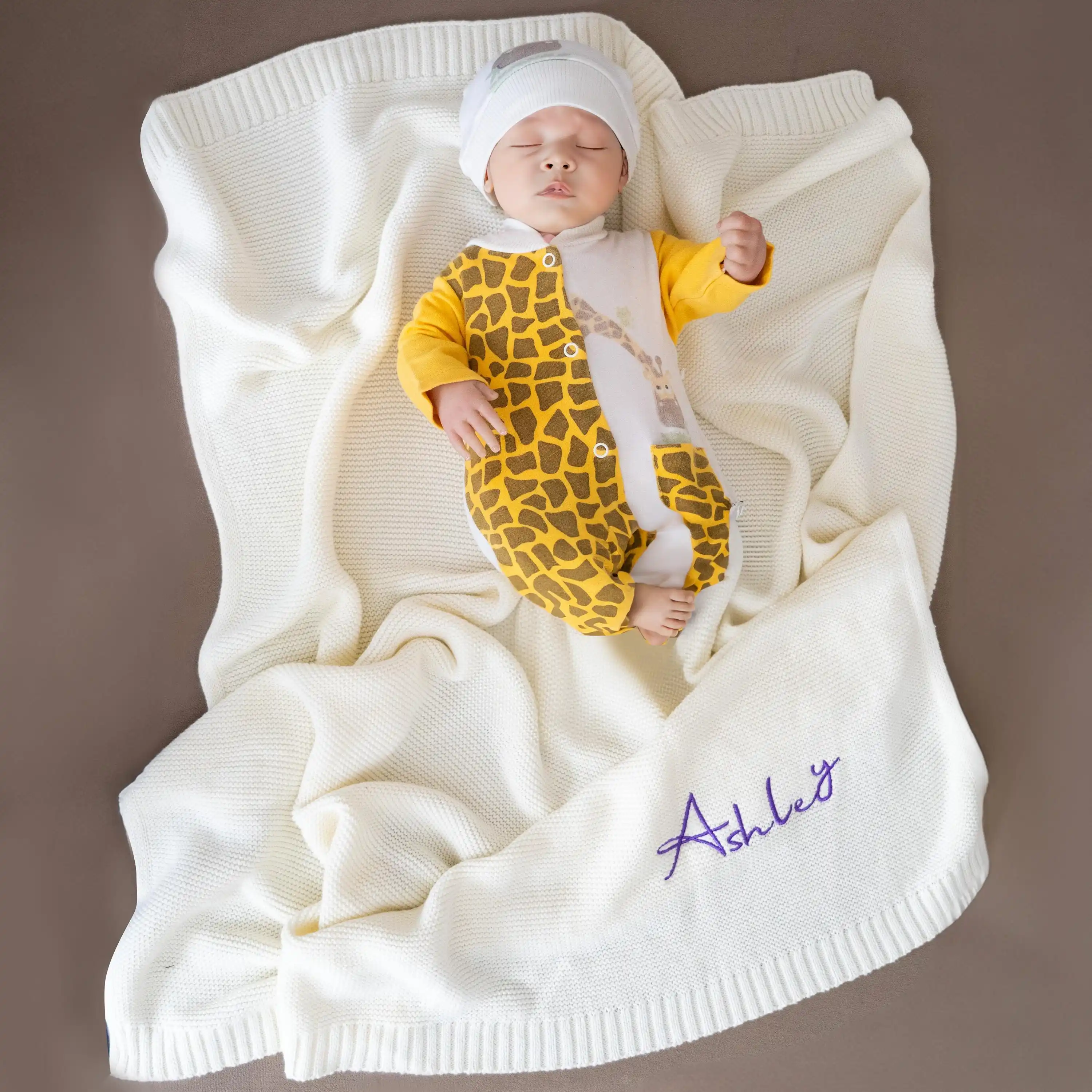 Manta de punto grueso bordada personalizada para bebé, mantas de guardería hechas a mano de 40x30 pulgadas, regalos para bebé recién nacido para niño/niña