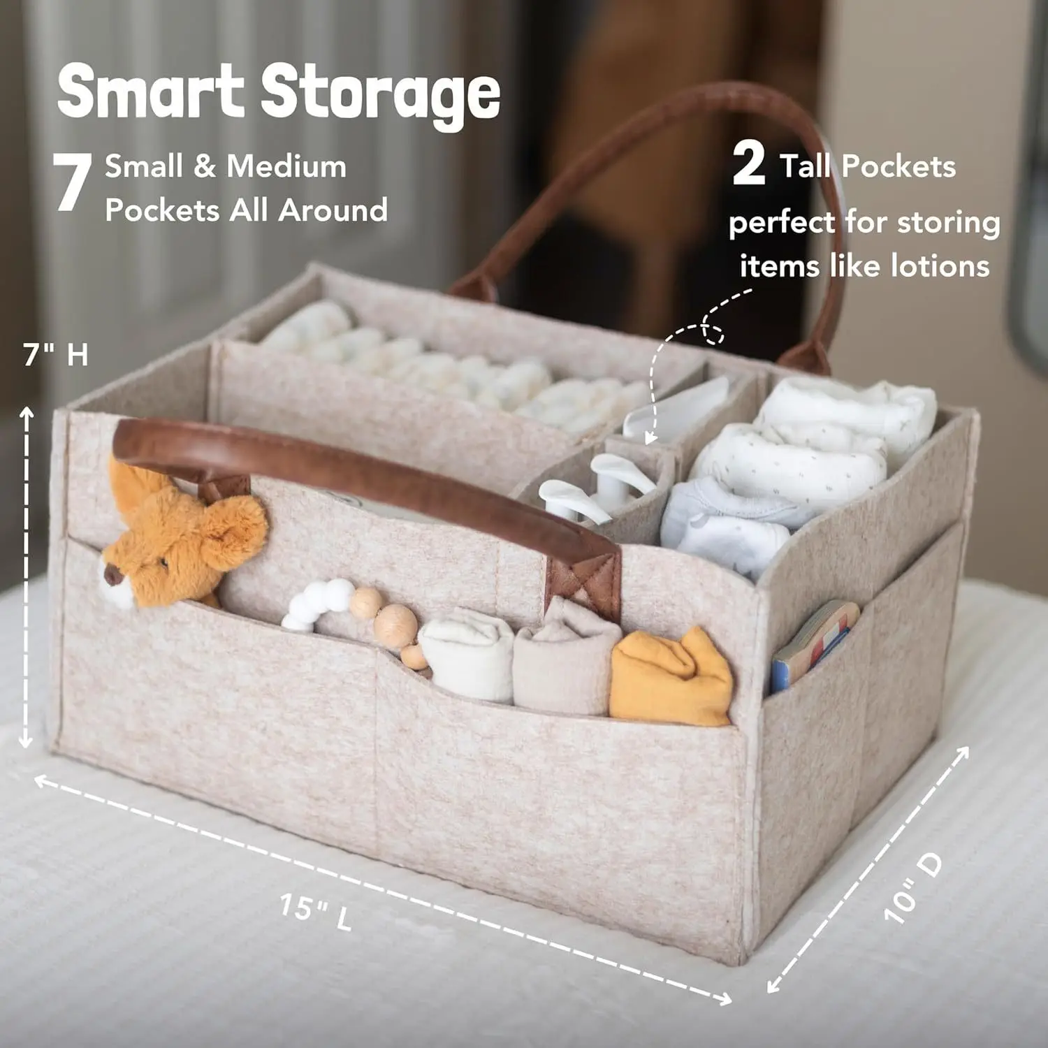 Bolsa organizadora de fieltro para bebé – Gran capacidad con asa - imagen 4