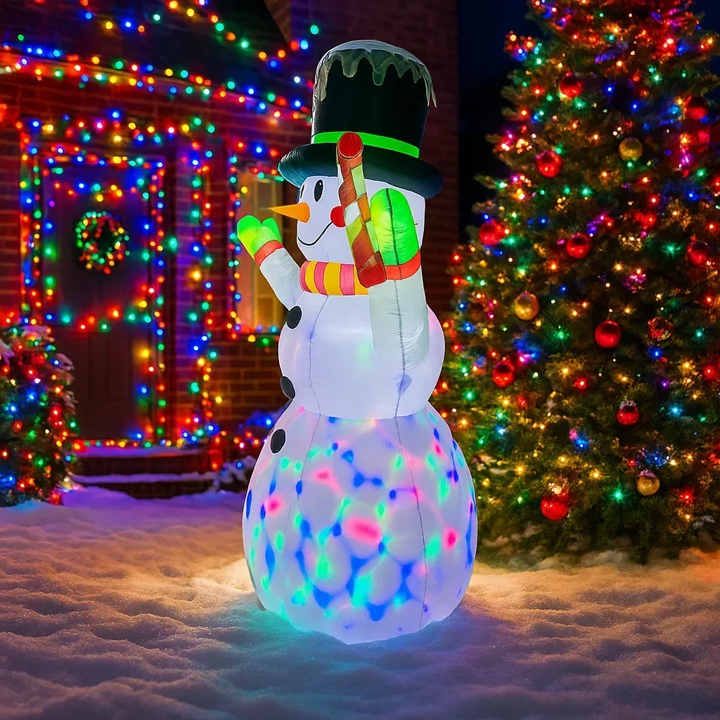 Decoraciones navideñas inflables LED de 6,8 pies, luces navideñas de muñeco de nieve, decoración para fiestas navideñas al aire libre, adorno para el hogar, suministros de patio, Juguetes - imagen 4