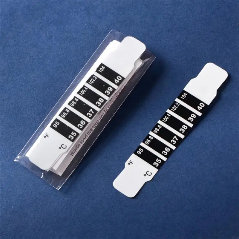 D7YD 20 piezas pegatinas para fiebre, termómetro para frente para niños, pegatina prueba para pista fiebre - imagen 4
