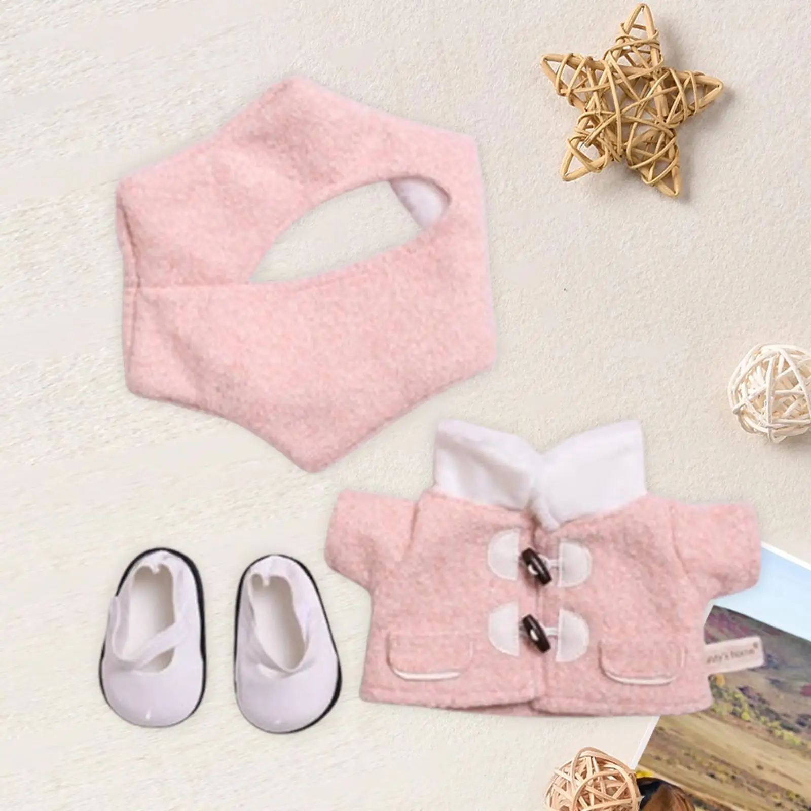 Stuffed Doll Coat Headwear and Shoes DIY Photo Props Costumes for 38cm Dolls