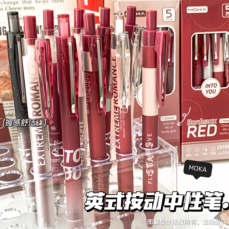 Bolígrafos de gel retro rojos – Tinta negra para escolares y oficina - imagen 4