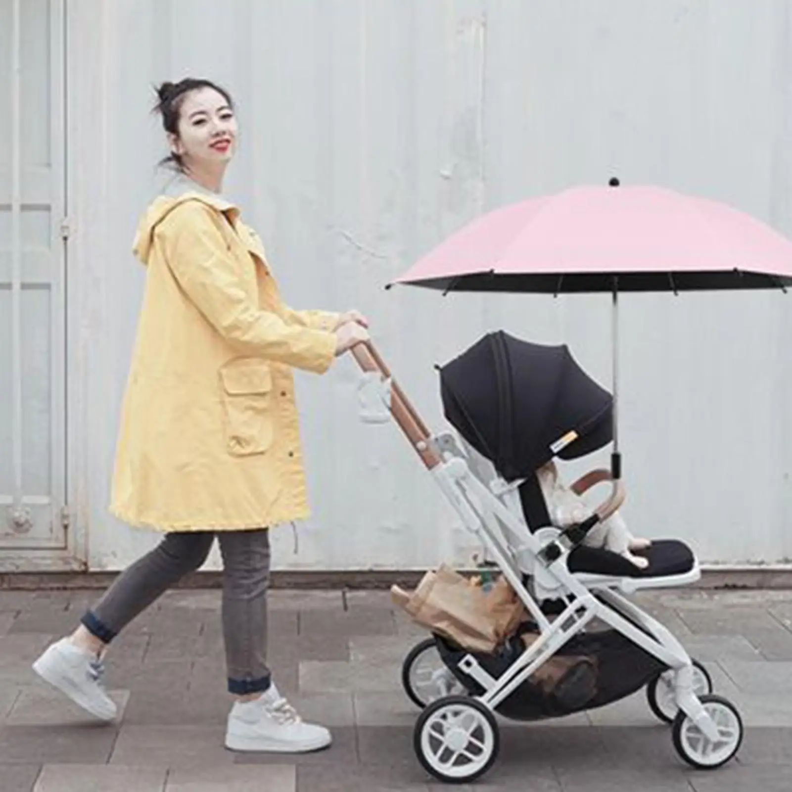 Paraguas para cochecito con Clip, paraguas portátil para cochecito, sombrilla impermeable para triciclo de bebé, cochecito para caminar, a prueba de lluvia - imagen 4