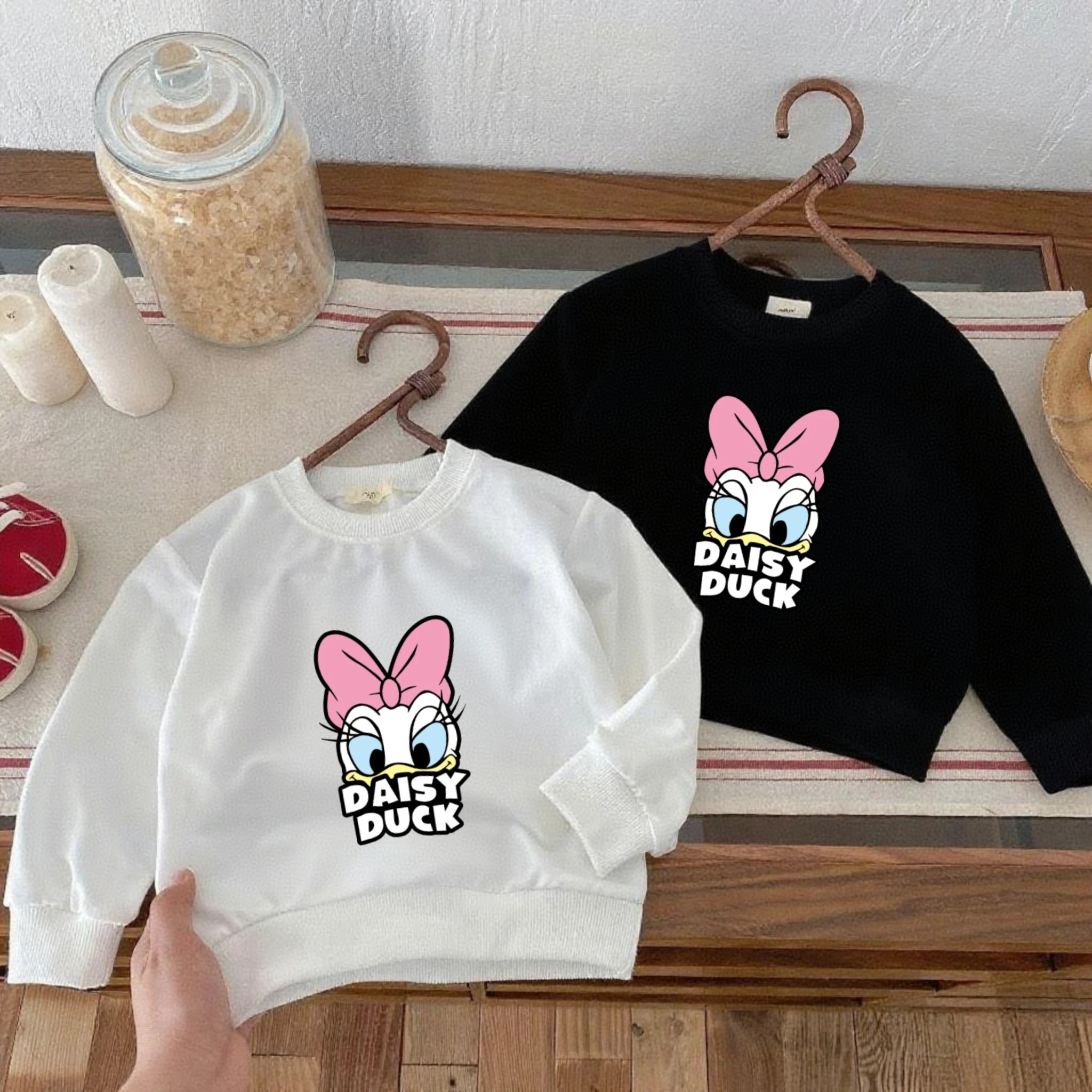 Sudadera con capucha de dibujos animados de Disney para niños, ropa holgada informal para primavera y otoño, Tops de manga larga, sudaderas con cuello redondo, suéter para niñas