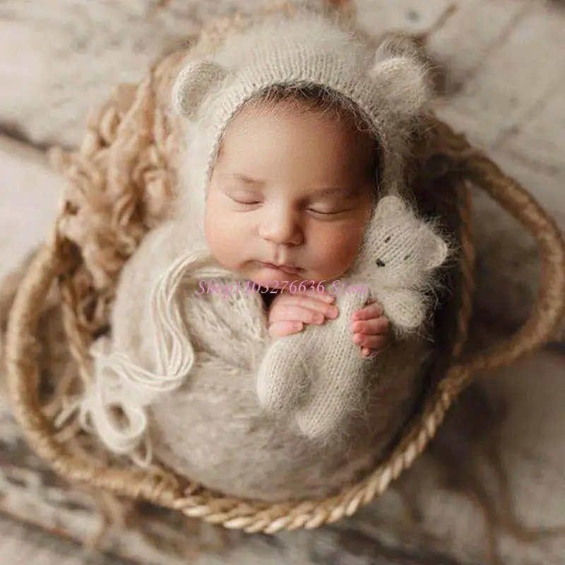 Cesta de fotografía para bebés estilo vaquero en color caqui - imagen 4