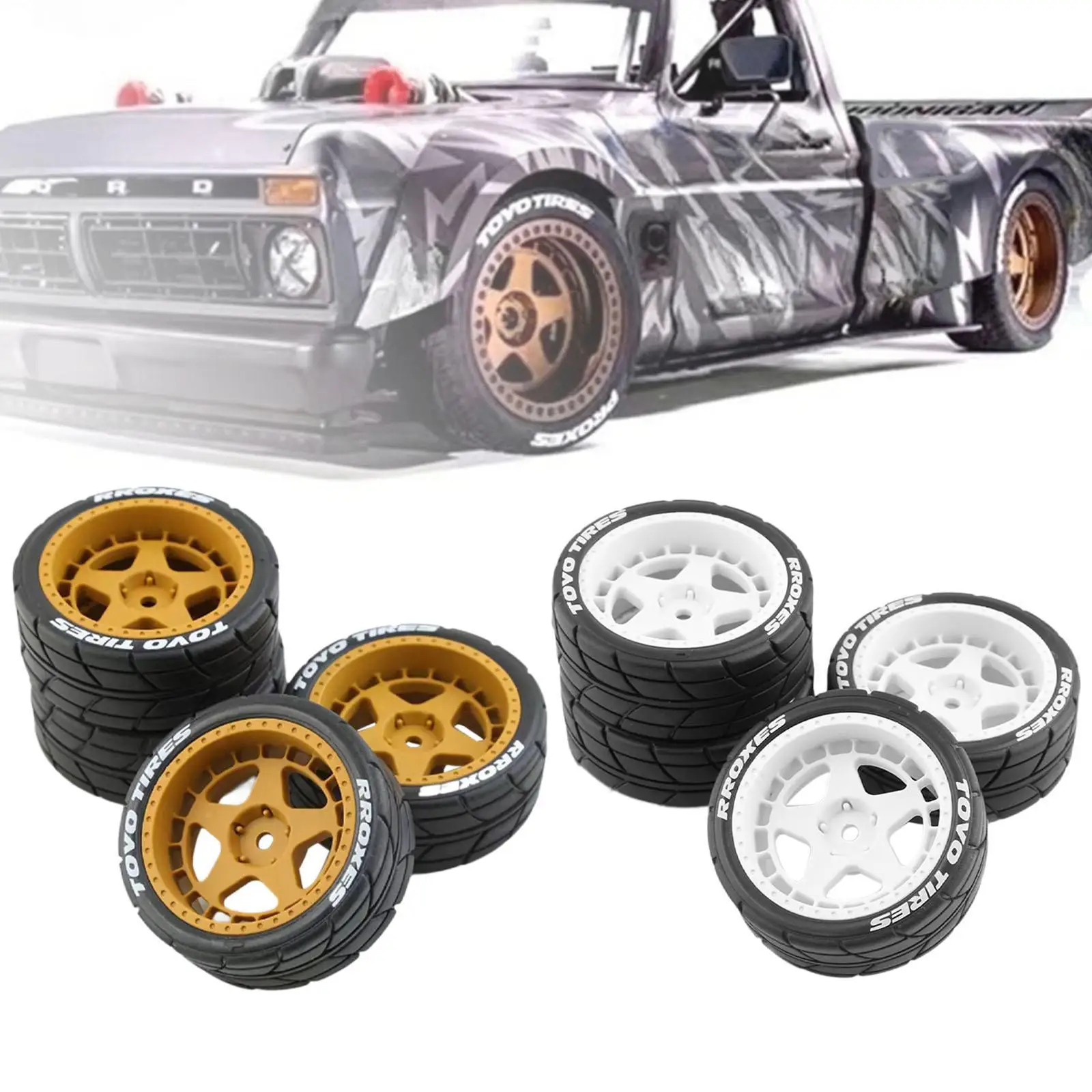 4Pcs RC Car Rubber Tires Good Grip Replacements for TT02 XV01 1/10 Crawler