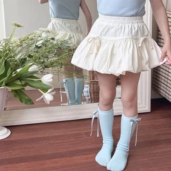 Falda capullo niña suave ligera algodón con lazo floral verano