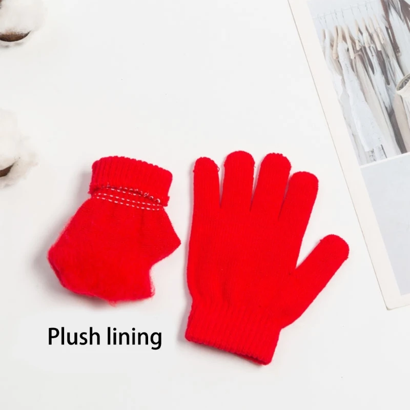 Guantes unisex con dedos completos para niños, elásticos y cálidos, guantes de punto brillantes y alegres, duraderos para niños y niñas