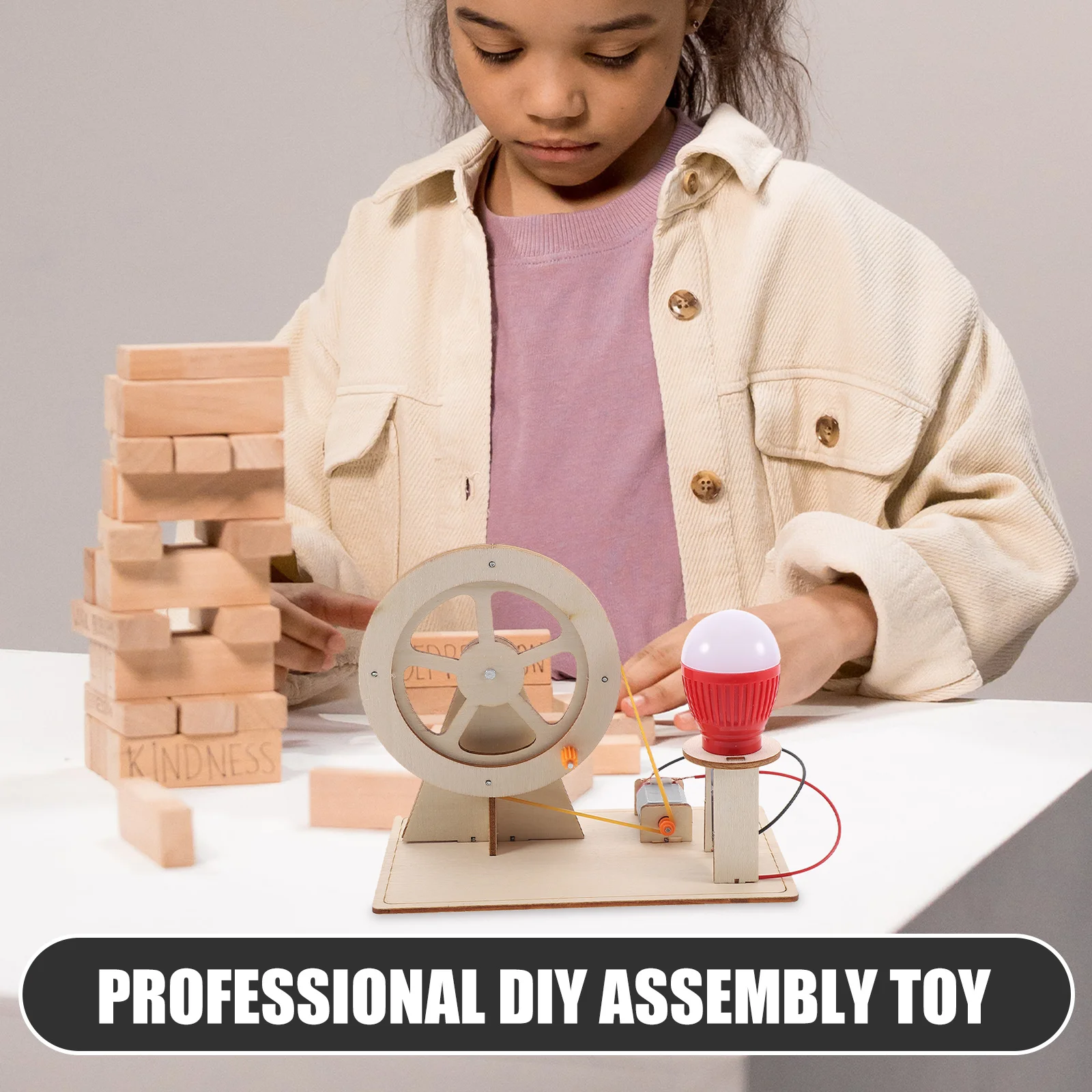 Generador de manivela manual de madera, montaje artesanal, Kit de experimentos científicos educativos, mejora las habilidades cognitivas, generador de manivela manual - imagen 4