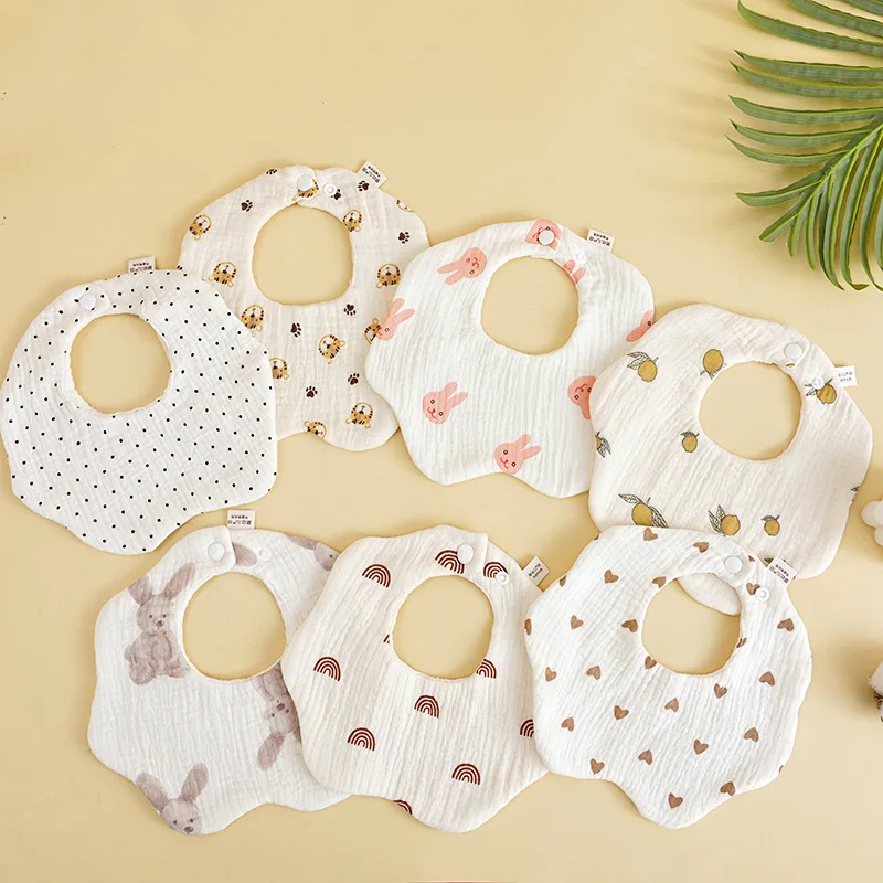Baberos de gasa de algodón puro de 3 uds., bufanda para bebé con hebilla ajustable Parint, babero de tela para recién nacidos, niños y niñas, bufanda para Saliva - imagen 2