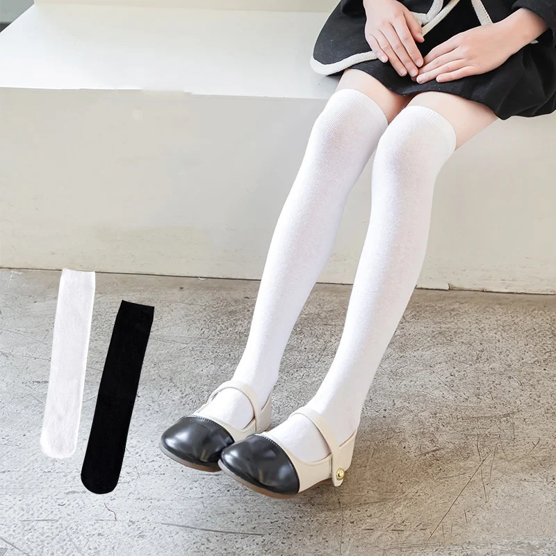 Calcetines para niños y niñas, calcetines largos hasta la rodilla blancos para niños, calcetines de fútbol negros, medias para estudiantes de 1 a 15 años, novedad de primavera - imagen 3